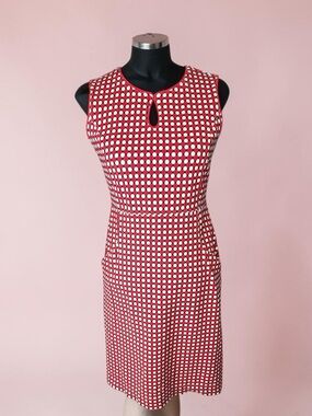 LANDS’ END RED WHITE BLUE GEOMETRIC SHEATH DRESS SIZE 4